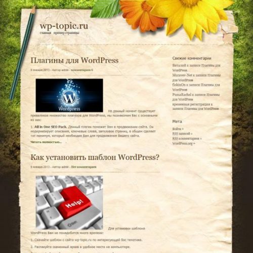 Бесплатный шаблон WordPress Outdoorsy
