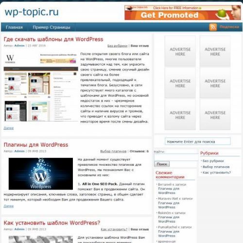 Бесплатный шаблон WordPress PassionDuo Blue