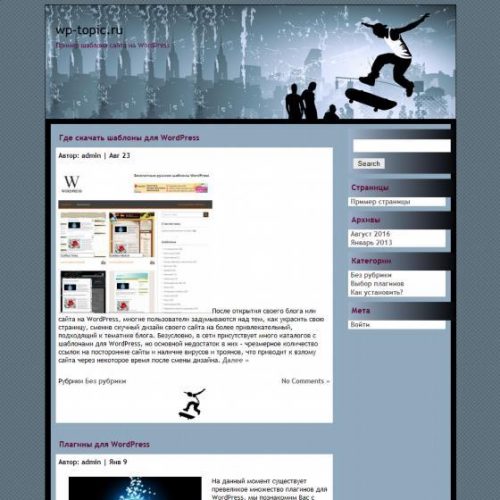 Бесплатный шаблон WordPress SkateBoard